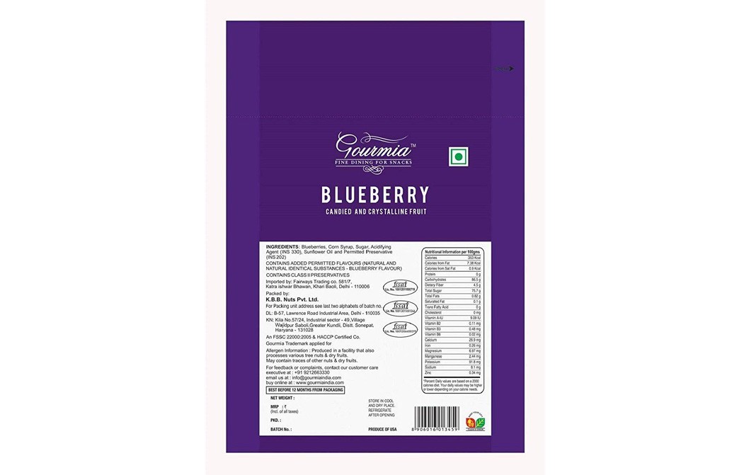 Gourmia Blueberry (Sweetened Dehydrated)   Pack  150 grams